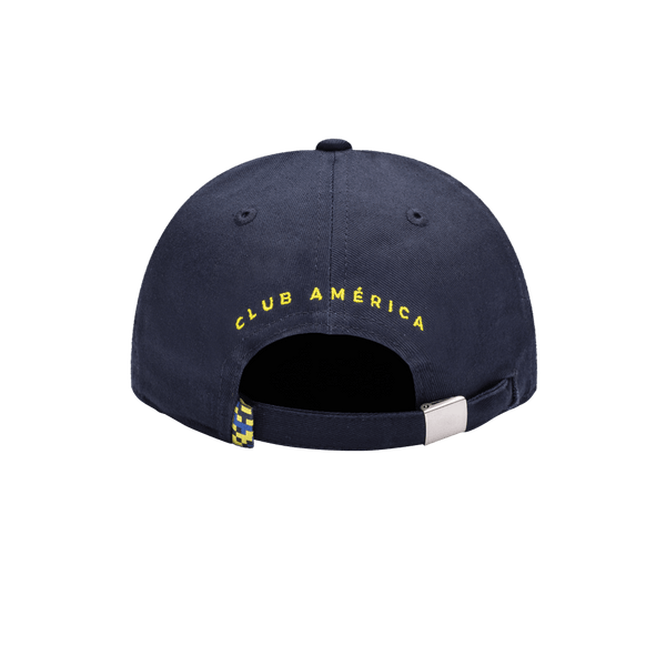 Club America Eclipse Classic Adjustable in unstructured low crown, curved peak brim, and adjustable flip buckle closure, in Navy