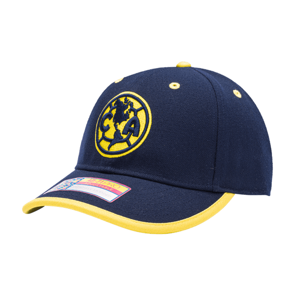 Club America Tape Adjustable with high crown, curved peak brim, and adjustable buckle strap closure, in Navy