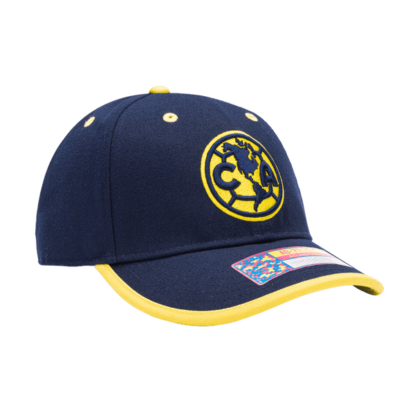 Club America Tape Adjustable with high crown, curved peak brim, and adjustable buckle strap closure, in Navy