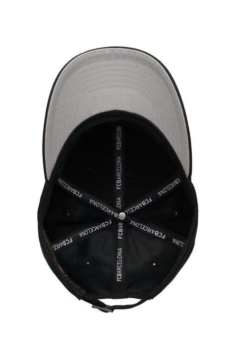 Bottom view of the Club America Dusk Adjustable hat with mid constructured crown, curved peak brim, and slider buckle closure, in Black.