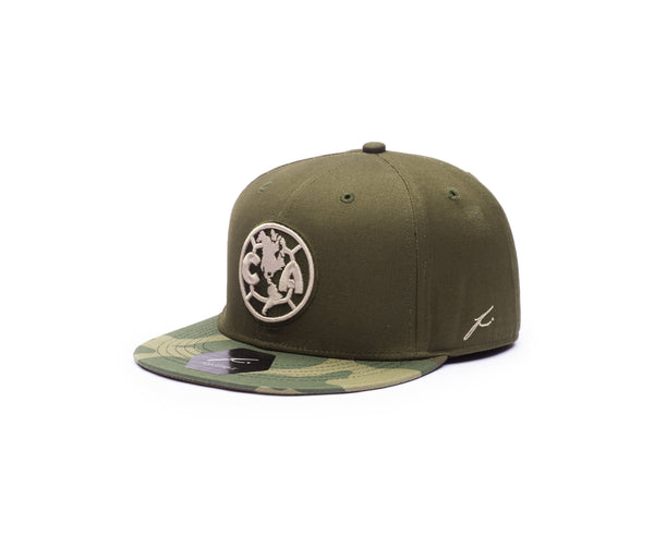 View of left side of Club America Half Camo Snapback