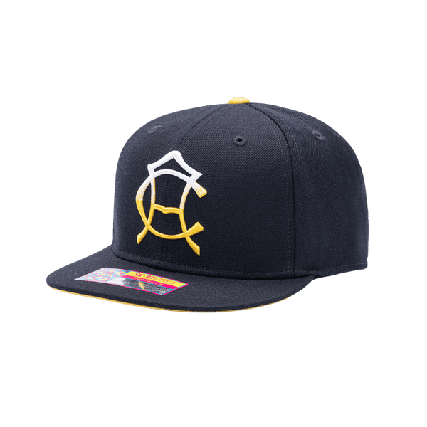 Club America Mix Snapback with high crown, flat peak brim, and snapback closure, in Navy