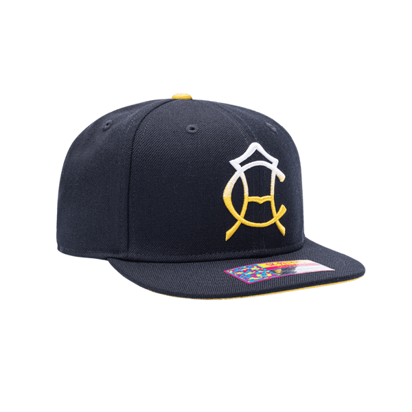 Club America Mix Snapback with high crown, flat peak brim, and snapback closure, in Navy