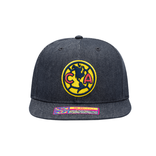 Club America 541 Snapback with high crown, flat peak brim, and snapback closure, in Navy