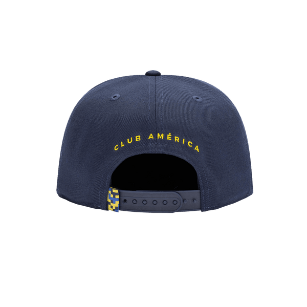 Club America Eclipse Snapback with high crown, flat peak brim, and snapback closure, in Navy