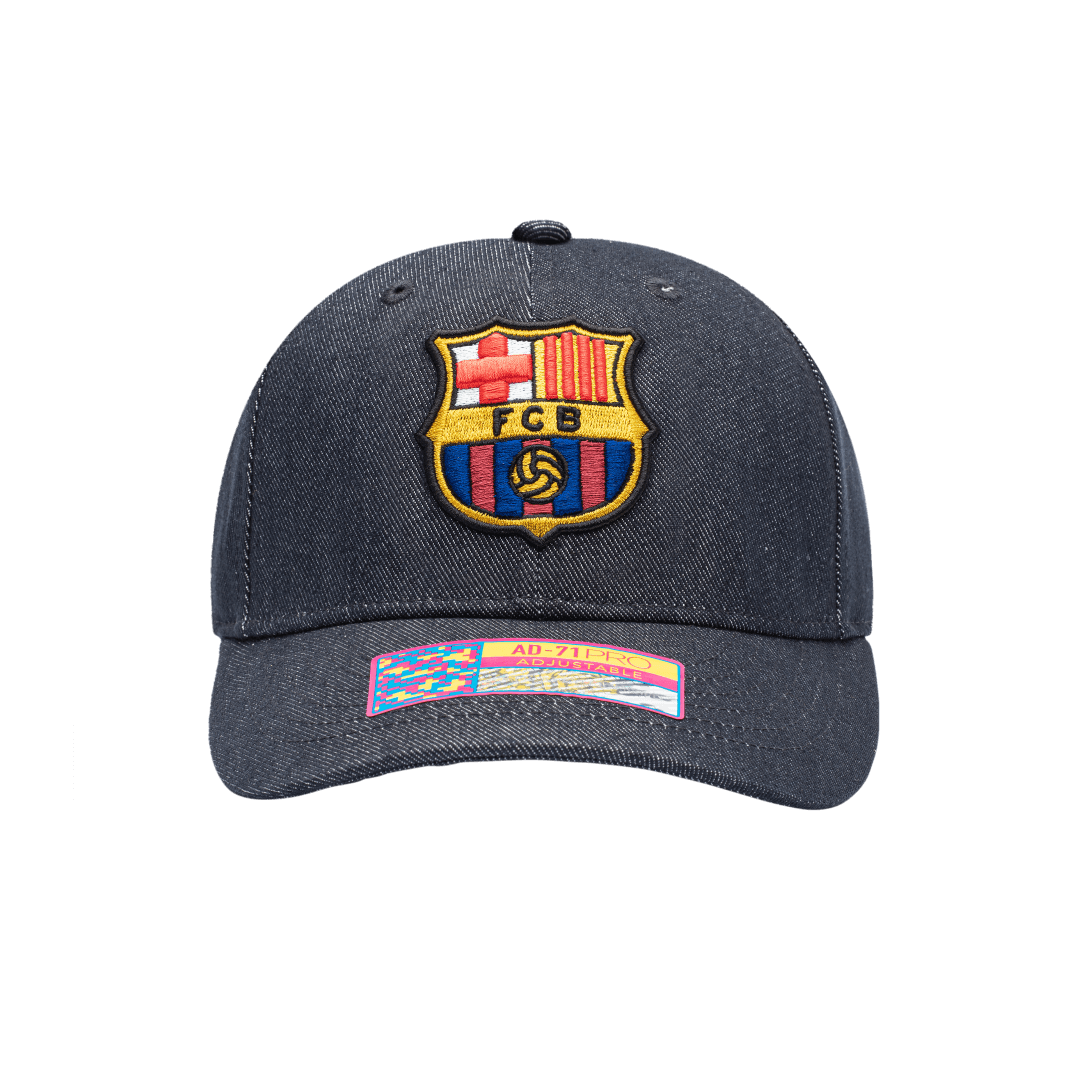 FC Barcelona 541 Adjustable with high crown, curved peak brim, and adjustable buckle strap closure, in Navy