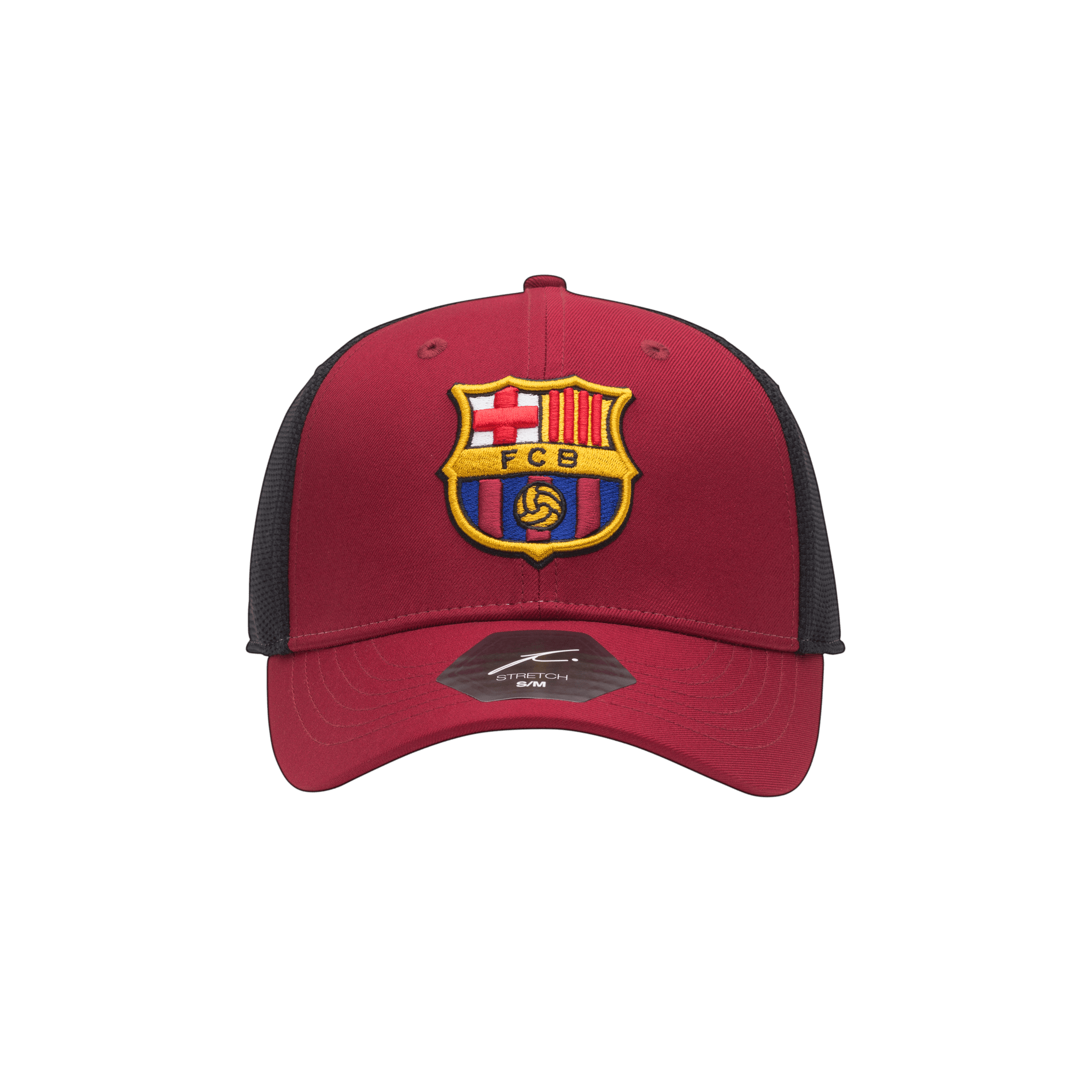 Red and black FC Barcelona Breakaway Stretch Red crown and bill with black panels