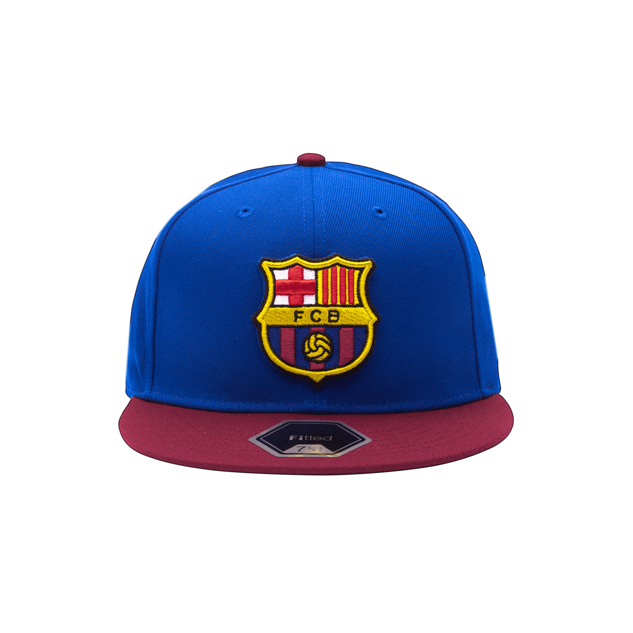 Blue and burgundy FC Barcelona Team Patch Fitted Blue crown with burgundy bill