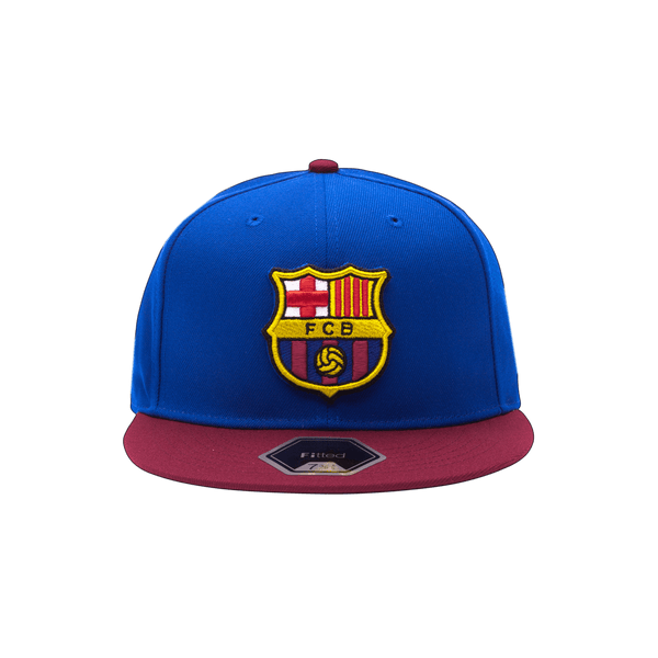 Blue and burgundy FC Barcelona Team Patch Fitted Blue crown with burgundy bill