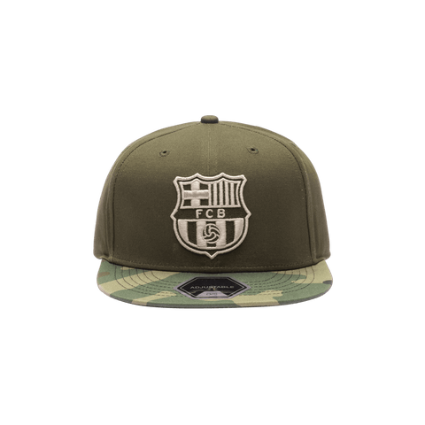 FC Barcelona Half Camo Snapback Olive green crown and camo bill