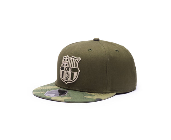 View of left side of FC Barcelona Half Camo Snapback